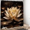 Black Gold Floral Lotus Shower Curtain Spa Zen Shower Curtains Set for Bathroom Modern Aesthetic Flower Bath Curtain Yoga Medita