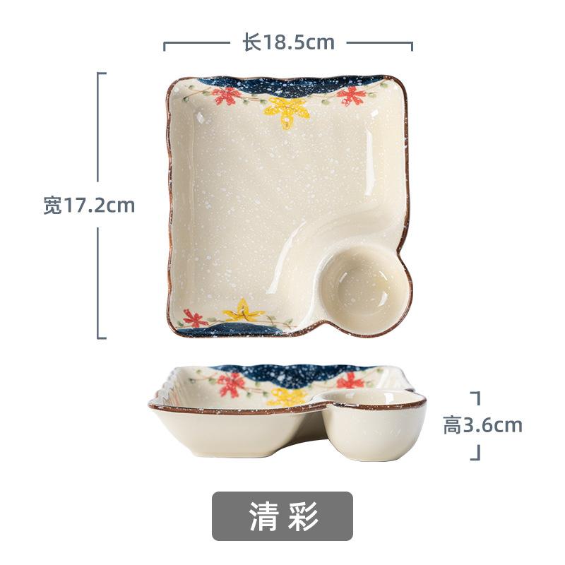 Handmade Japanese Ceramic Dinner Plates with Sauce Dish Sushi Plates Unique Glazed Pottery Plates Artisan Tableware