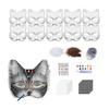 DIY Therian Masque Kit Blank Hand Painted Half Face Cat Fox Masque with Fur Eye Mesh And Felt Sheet for Halloween Carnival Masquerade Party Cosplay