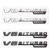 3D ABS V8 BITURBO TURBO 4MATIC Letter Emblem Car Fender Side Sticker For Mercedes Benz W222 W223 W205 W204 Rear Trunk Styling AX1 