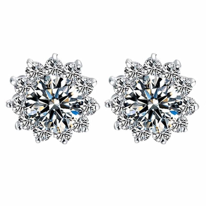 Moissanite Six-Claw Zircon Earrings - S925 Sterling Silver for Women