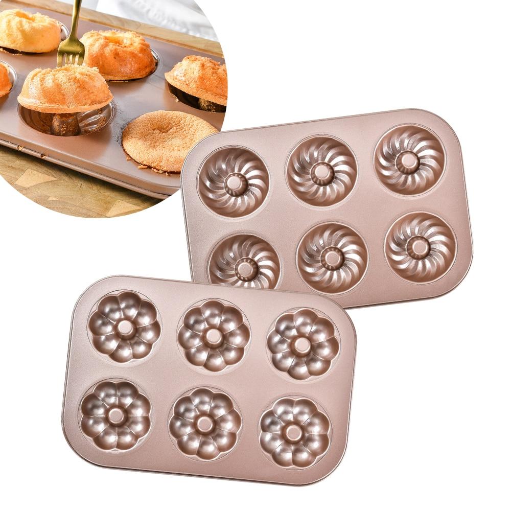 2-Piece Nonstick Baking Mold Set, 6-Cavity Brownie and Donut Pan, 29x19.8x2.1cm