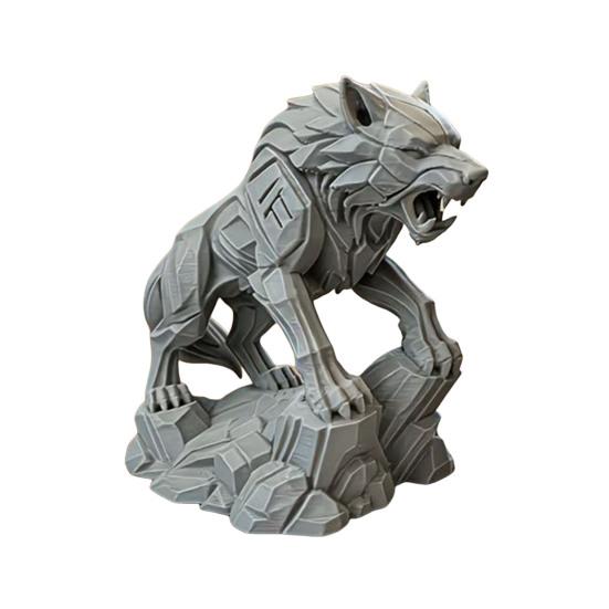 3D Printed Wolf Statue Wolf Figurine Mechanical Style Collectible серый