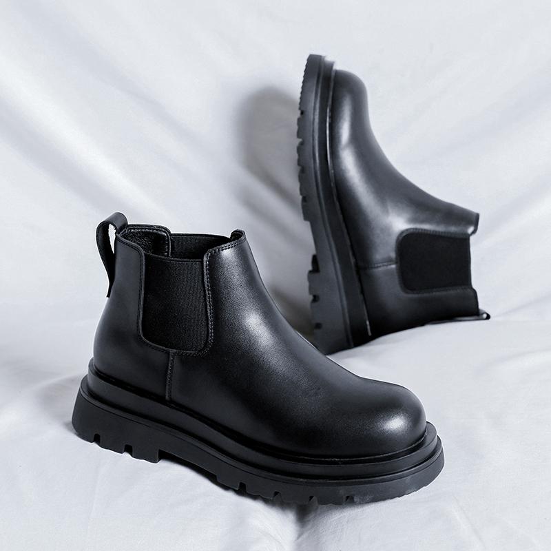 Brand Men's Genuine Leather Short Boots Thick Sole Durable Sole Men's Outdoor Casual Boots Versatile Winter Business Boots
