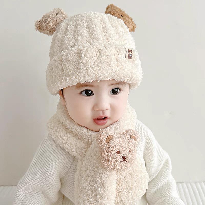 Ensemble bonnet et écharpe d'hiver douillets pour bébé – Protection auditive chaude pour garçons et filles