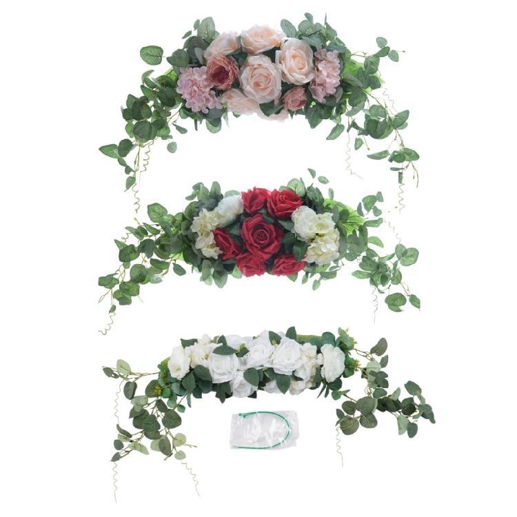 Handmade Wedding Wreath Featurings Green and Artificial Rose Wall Hanging Ornament Perfect for Springtimes Decorations