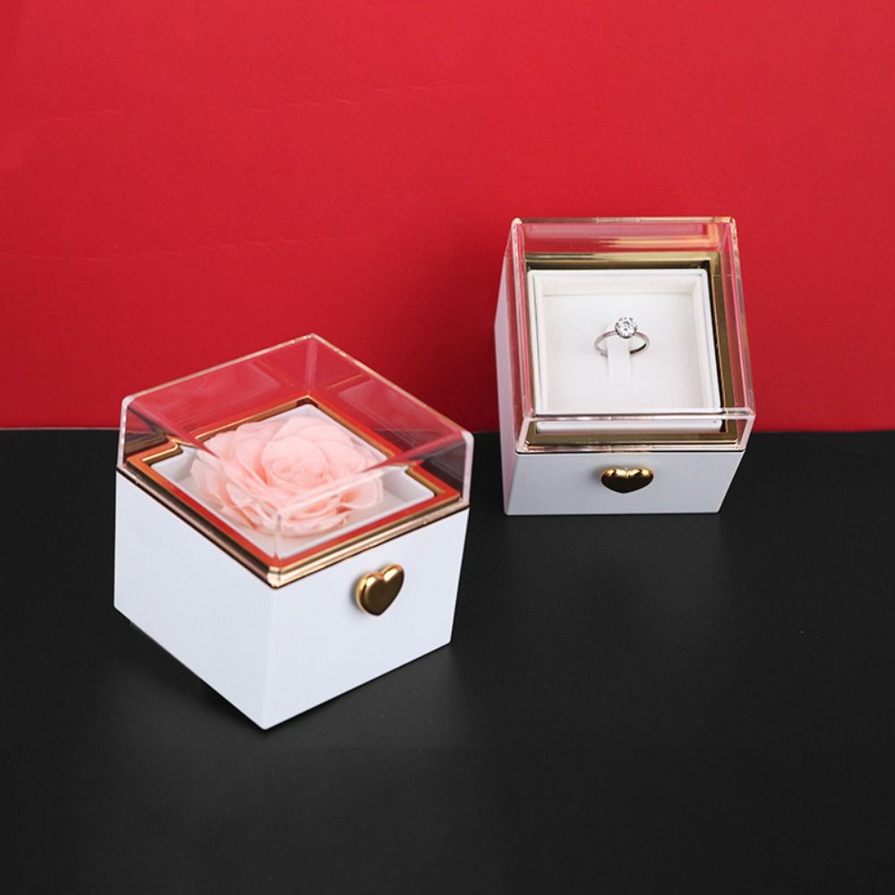 Rotation Rose Jewelry Gift Box Ring Display Jewelry Display Rack Proposal Ring Boxes  Lovers