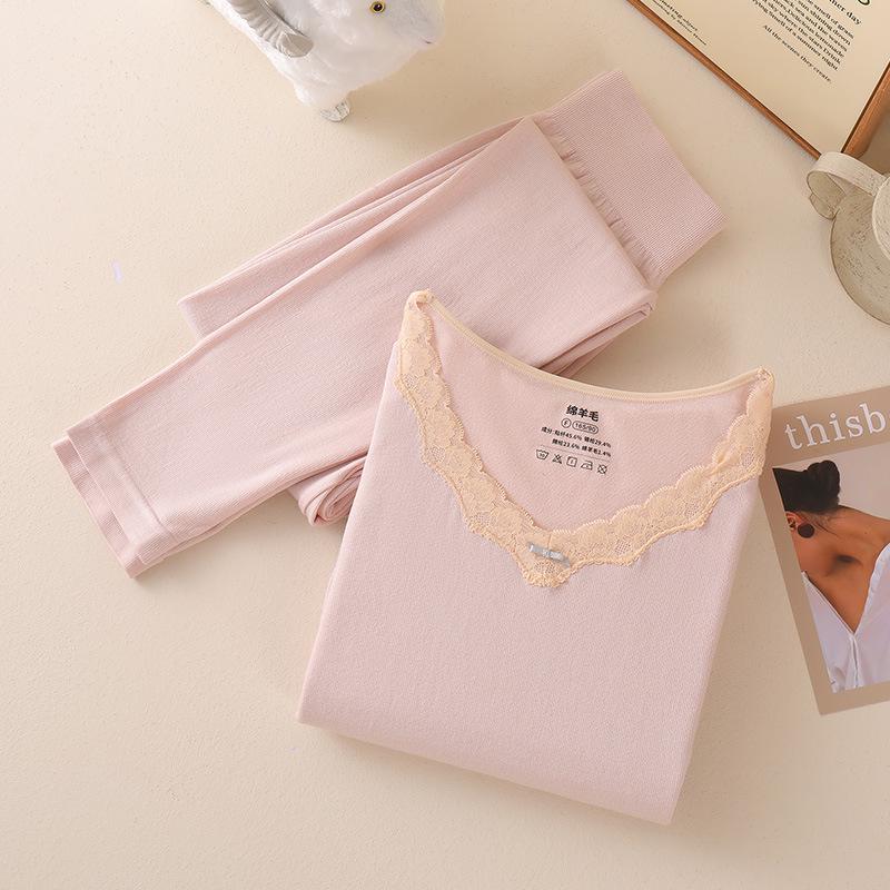 2025 Women's Seamless V-neck Body Shaping Thermal Underwear Set for Autumn/Winter