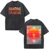 Imagine Dragons Loom World Tour Vintage Washed T Shirt Rock Band Tshirt Unisex Women Aesthetic Trendy Cotton Short Sleeve T Shirt