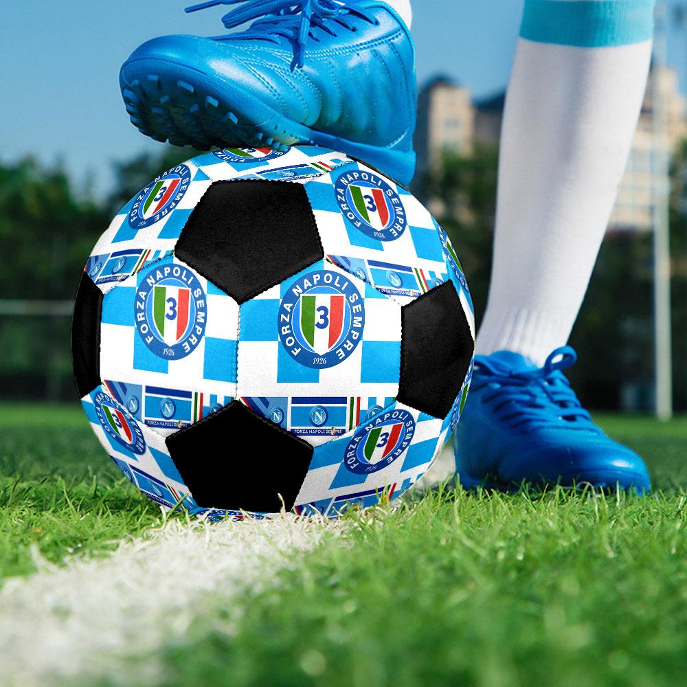 Pallone da Calcio SSC Napoli Misura 5 Colorato Cucito a Macchina PVC Pronto per la Competizione Resistente Alto Rimbalzo