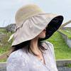 Sun UV Wide Chin Actress Lightweight [Lhyxuuk] Women's Hat, Protection, Cut, Brim, Heat-Blocking Coating, Strap, Foldable, Portable, Hat, Ribbon,