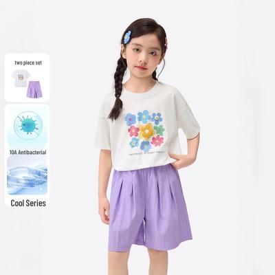 Xiaoyinman Girls' Antibacterial Cooling Short-Sleeved Set
