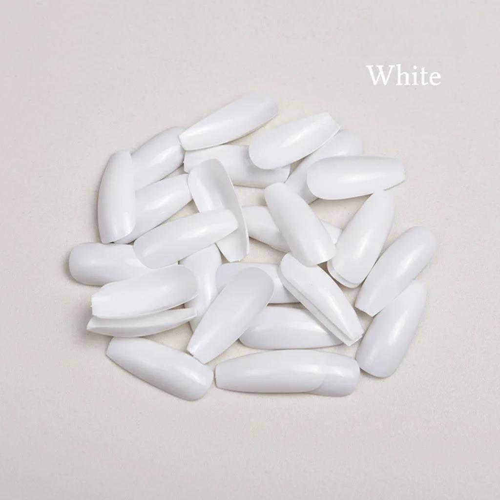 

100pcs Professional French Ballerina Style Acrylic Half False Nails for DIY Gel Manicure Tips белый