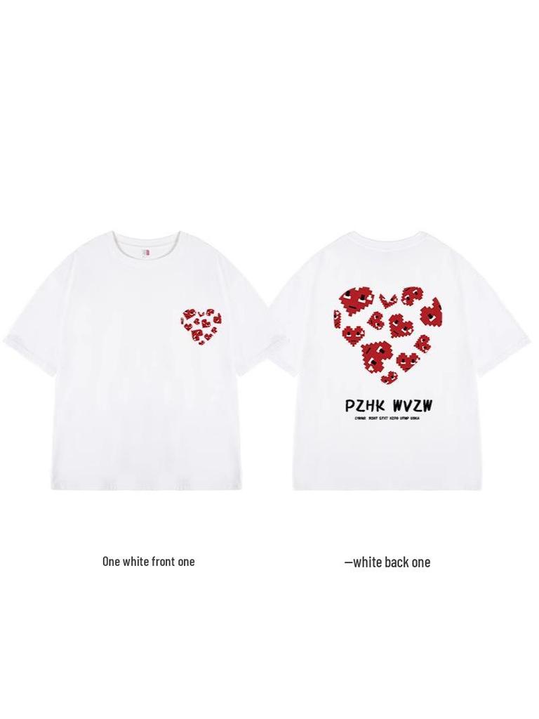 Tricou de cuplu supradimensionat simplu cu imprimeu de litere mărimi mari - Tendință Vară 2025