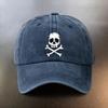 Skull And Bones Pattern Washed Cap Casual Outing Sunshade Baseball Hat Fashionable Couple Essential Hat Retro Street Style I