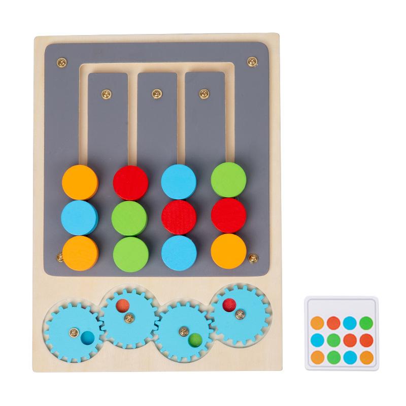 

Деревянная игра Монтессори на сопоставление цветов и шестеренок, когнитивная игра, логическая тренировка, раннее обучение, развивающие игрушки для детей разноцветный