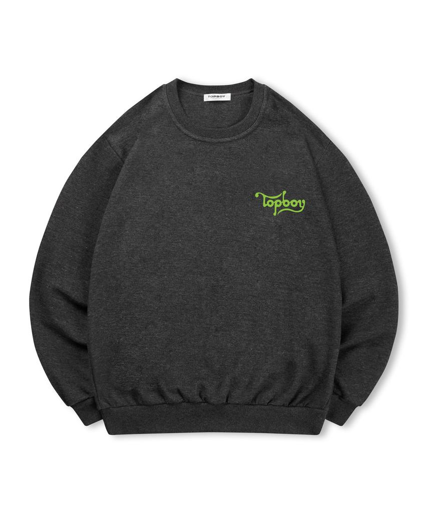 TOPBOY [Non-Fleece Or Fleece] Wave Logo Print Sweatshirt (Type C)