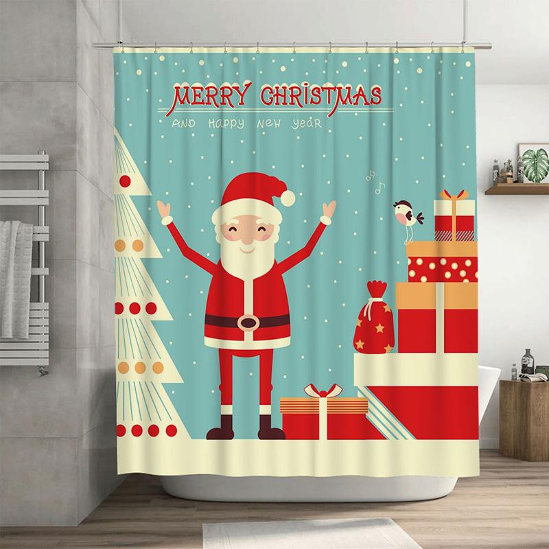 

TU Christmas Shower Curtain Festive Holiday Decor Merry Xmas Bathroom Set Waterproof Fabric Backdrop 90x180cm35x71in