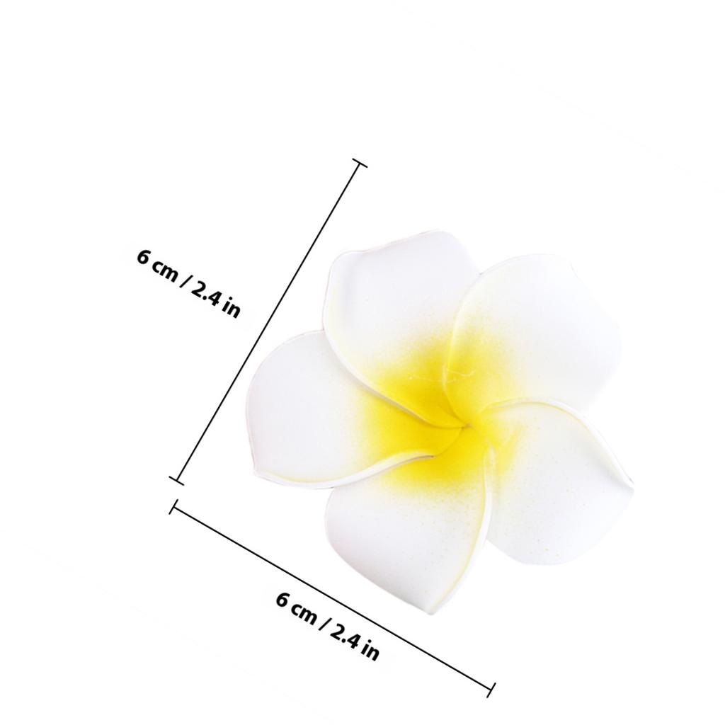 100Pcs 6Cm White Foam Flower Set Artificial Plumeria Hawaiian Frangipani for Wedding Party Decoration DIY Hair Accessories Beads