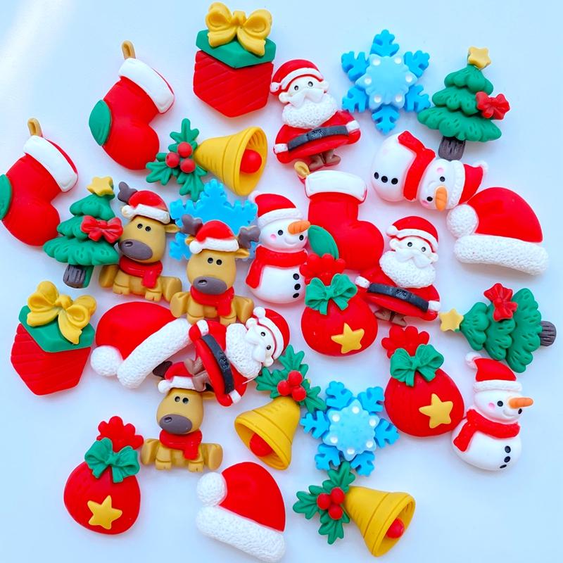 10 Stück Neue Niedliche Weihnachts-Serie Flache Rückseite Harz Cabochons Scrapbooking DIY Schmuck Handwerk Dekoration Zubehör