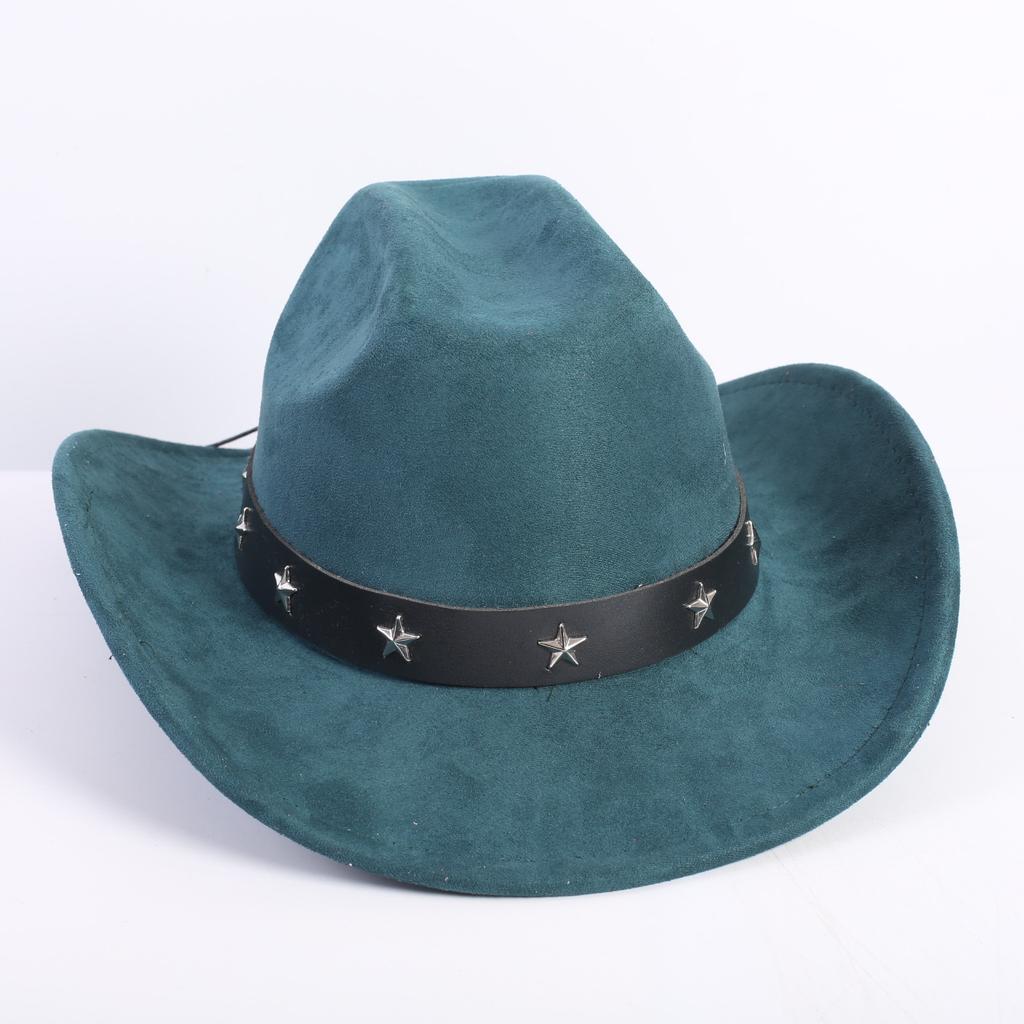 Nuovo colore cappello da cowboy western da uomo e da donna versatile per il pendolarismo stile semplice tesa larga cappello a cilindro cappello da sole