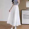 Women's Solid Color High-Waist Elastic Waist Slim-Fit Casual Midi Skirt - Versatile All-Match for Spring/Autumn