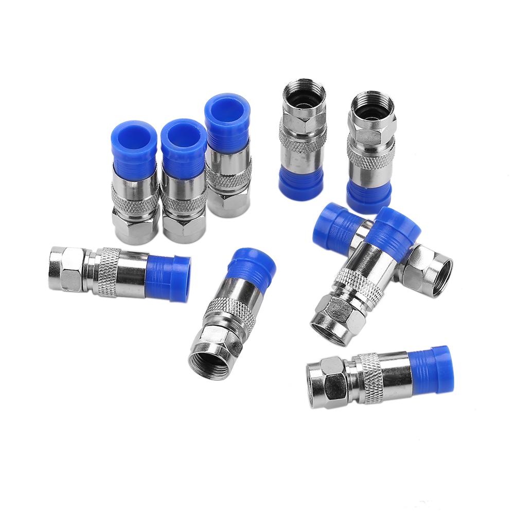 10pcs Coaxial Coax RG6 Compression Connector Adapter Male Waterproof Sealed