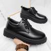 Fashion Men Leather Shoes British Men Business Casual Shoes Classic Black Platform Loafers Comfortable Round Toe Men Dress Shoe