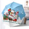 1pc Christmas Train with Cute Characters Outdoor Umbrella - Automatic Opening/Closing, Portable 3-Fold Design, 8-Rib Iron Frame, Festive Gift for