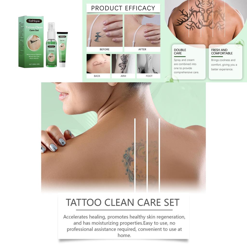 Eelhope Professional Tattoo Covering Care Set With Nourishing Repair Spray And Cream For All Skin Types