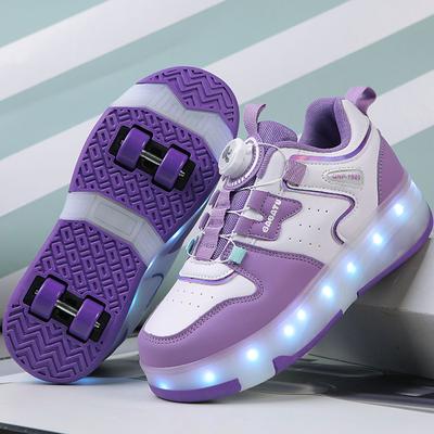 Dziecięce Świecące Sneakersy Sneakersy Buty ze Światłem LED Dziecięce Chłopięce Dziewczęce Ładowanie USB Świecące Kółka Buty do Parkouru Rolki