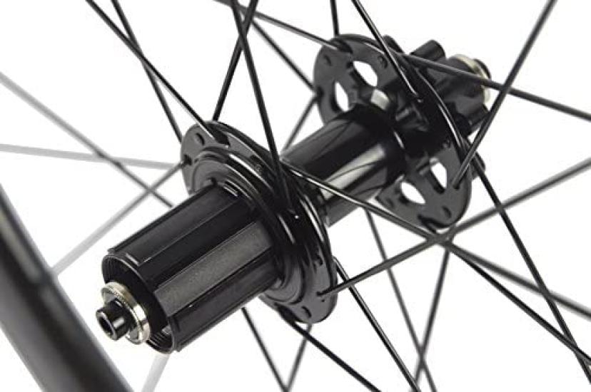 SUPERTEAM Carbon Fiber Road Disc Brake Wheelset 50mm Clincher Wheel 25mm Width Type Front Rear (Six-Bolt, Thru-Axle 12100mm 12142mm)