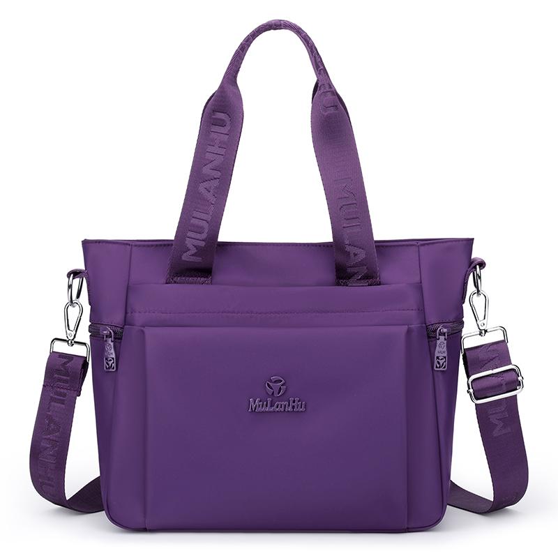 Borsa Tote Versatile in Nylon con Manici in Nastro Tasche con Zip Tracolla Regolabile Borsa a Spalla Casual da Donna per l'Uso Quotidiano