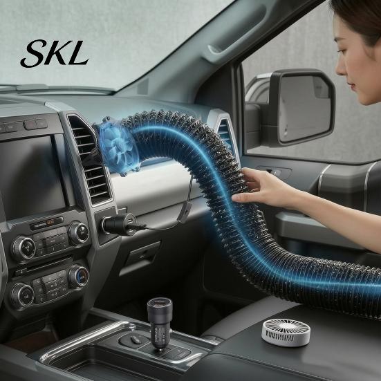 Flexible Car Air Duct Tube Conditioning Ventilation Hose for Back Seat, Portable with Vent Extension For Pets USB Flow Fan, Adjustable Pipe SUV Truck