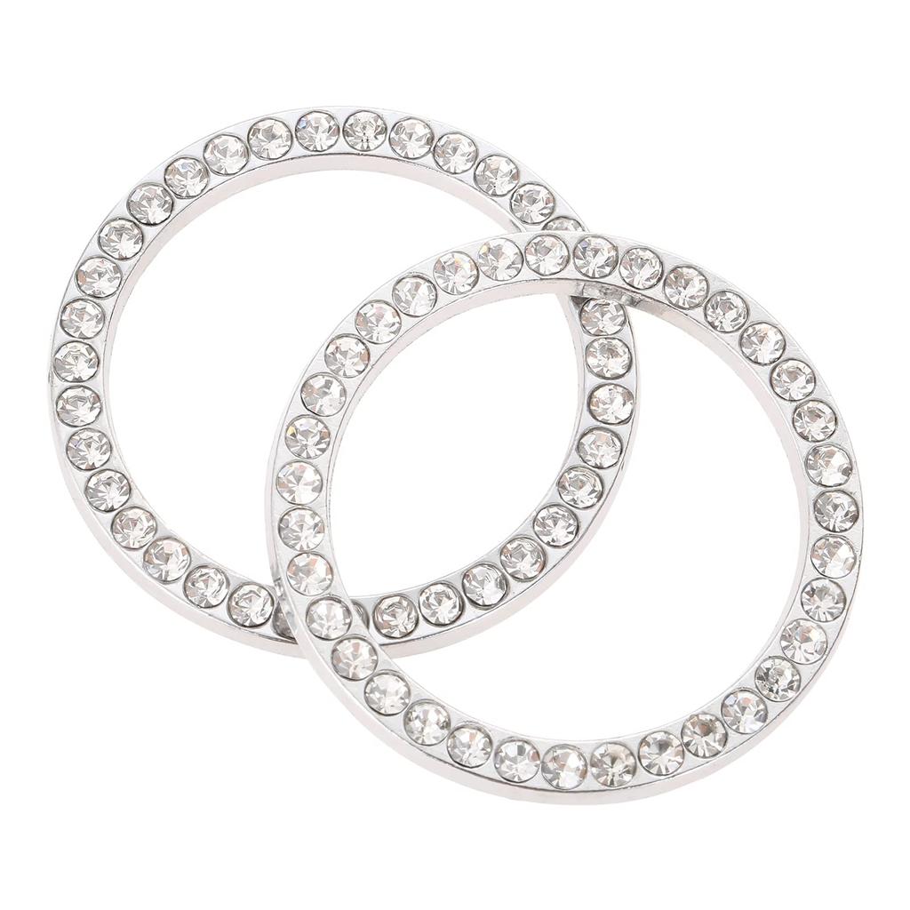Engine Start Button Ring Dress Up Accessories Rhinestone Easy Installation White Set of 2