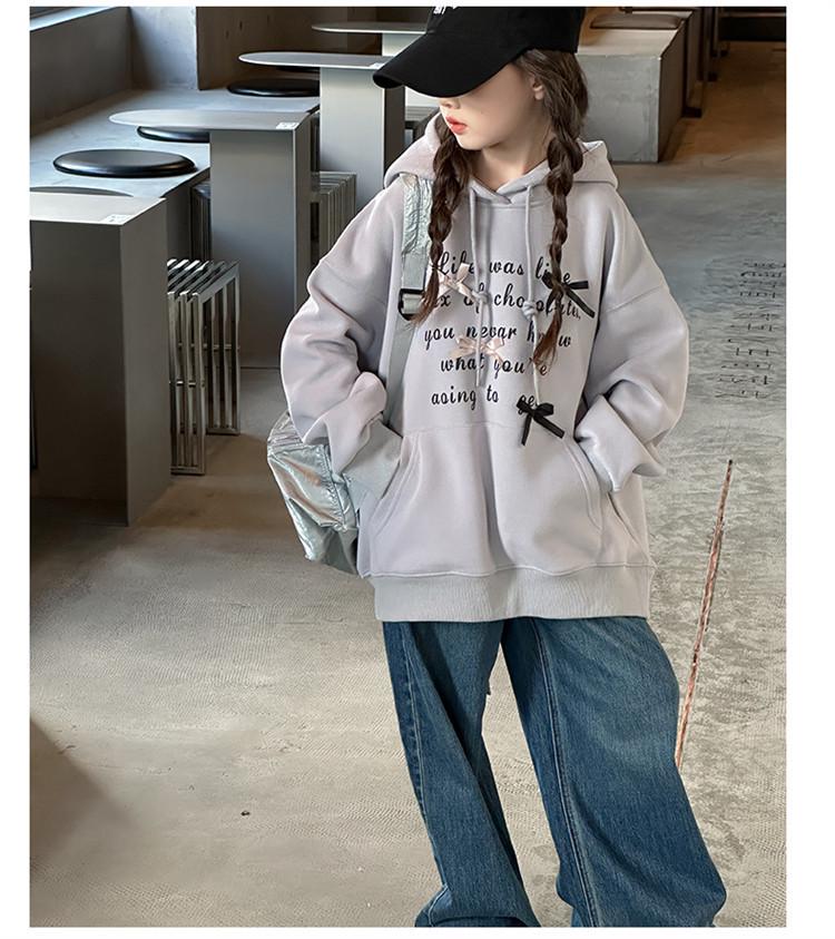 Mädchen Sweatshirt mit Kapuze im koreanischen Stil - 2025 Frühling/Herbst Mode Pullover für ältere Kinder