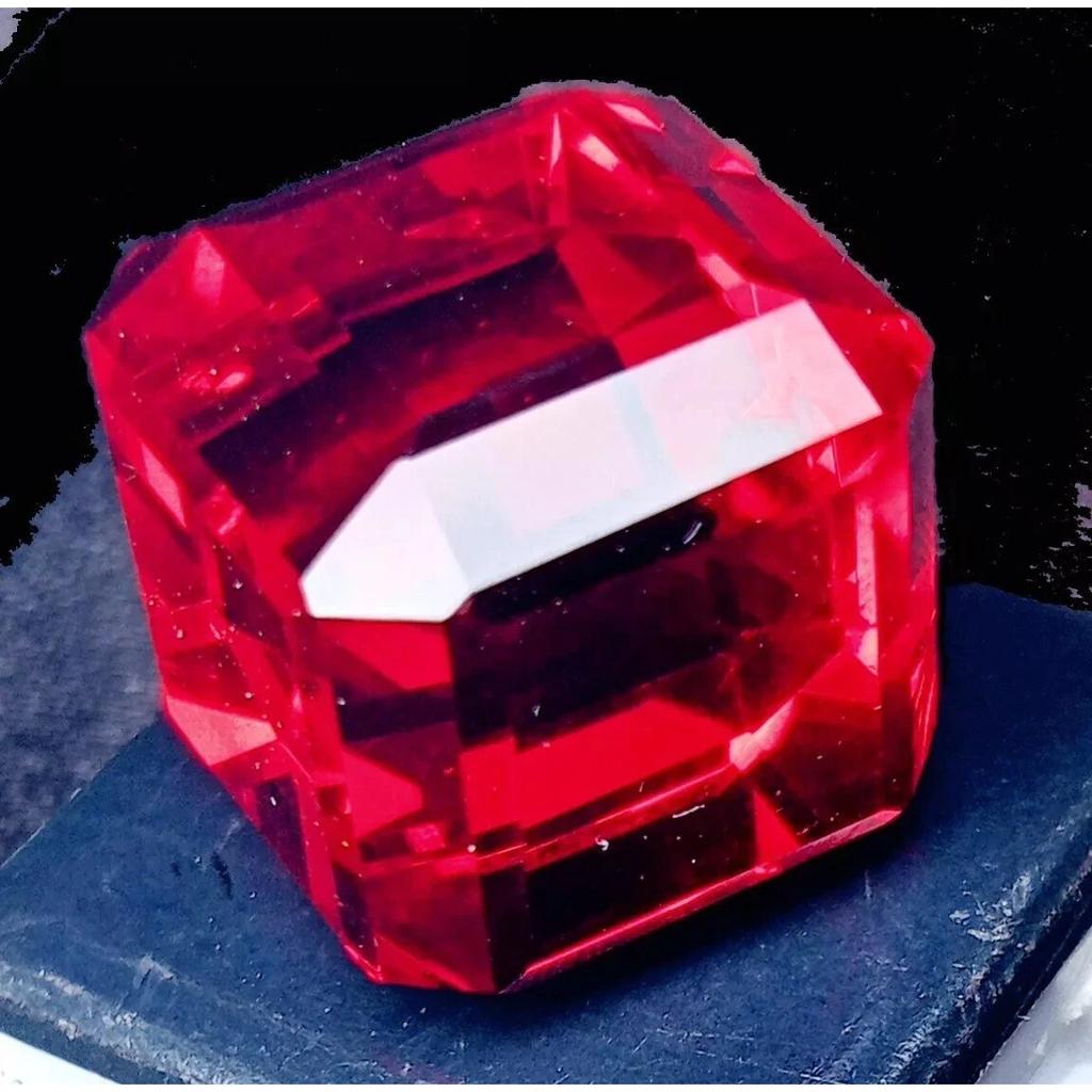 Cube Cut Lab Created Red Ruby A++ 100 Ct Fabulous Certified Loose Gemstone