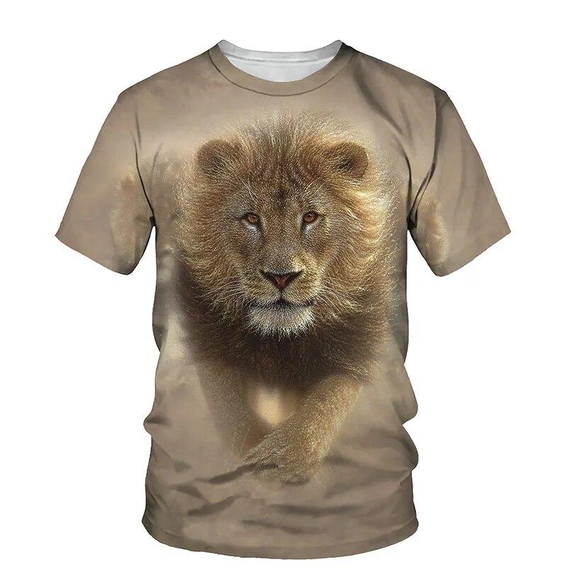 

Футболки с рисунком «Царь зверей» и льва для мужчин, летняя модная футболка с животным принтом, повседневная крутая стильная индивидуальная футболка L