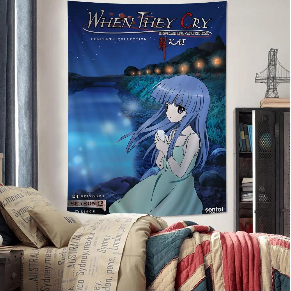 Higurashi When They Cry Telo da Parete con Grafico Arte Fantascienza Stanza Arredamento Casa Economico Hippie Appeso a Parete