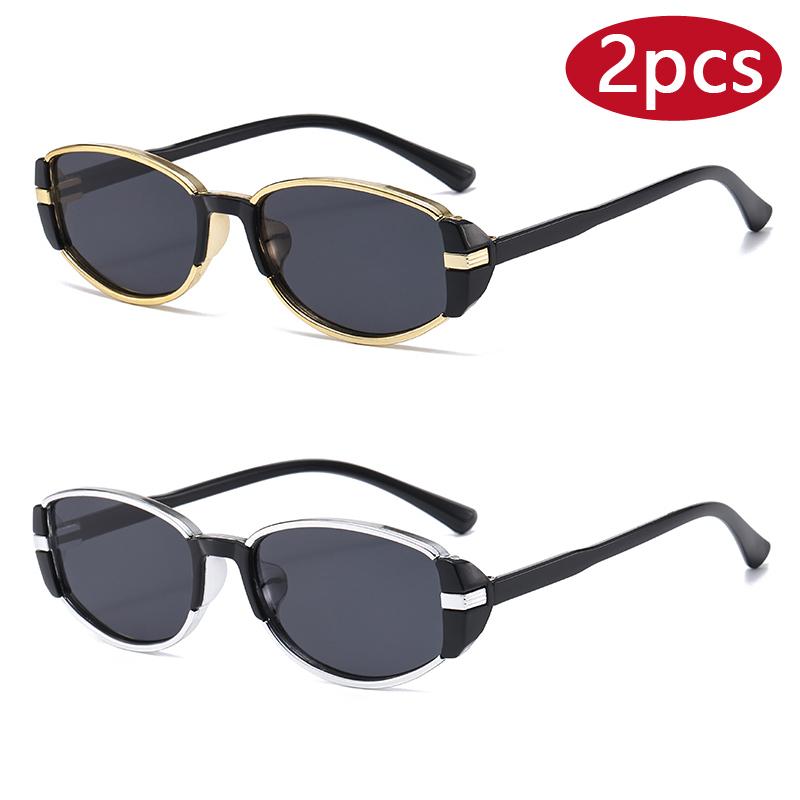 

Car Sun Glasses 2pcs Fashion Small Oval Frame Sunglasses Women Brand Outdoor Casual Sunscreen Eyewear European and American