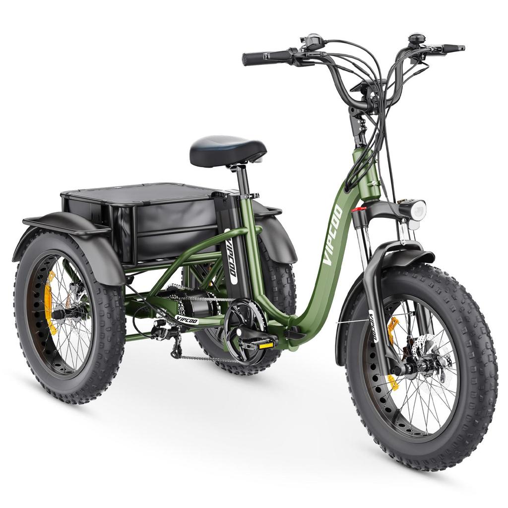 VIPCOO VC-ET1 Thricycle Cargo E-bike 20 INCH Fat Tires 48V20AH Battery 48V20AH Battery 750W Motor Outdoor Riding  Electric Bicycle With Rear Frame