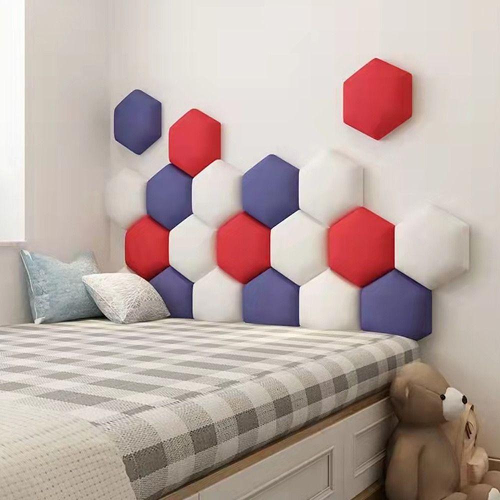 Adesivos de Parede Tatami 3D Hexagonais Anticolisão Cabeceira de Cama Bolsa Macia Autoadesiva Proteção Macia Painel de Parede de Fundo