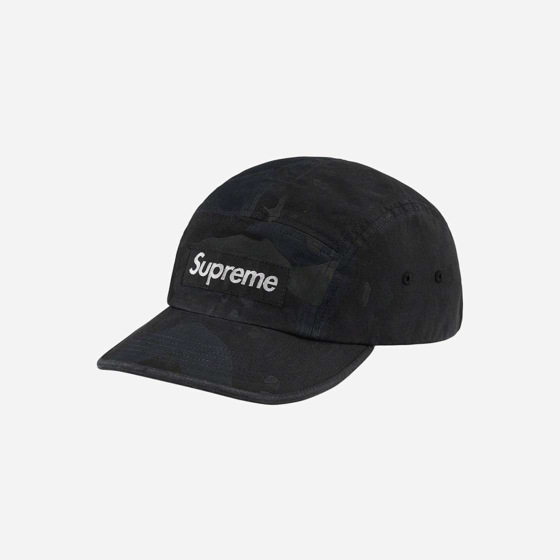 

Supreme Overdyed Camo Camp Cap Black 21SS -