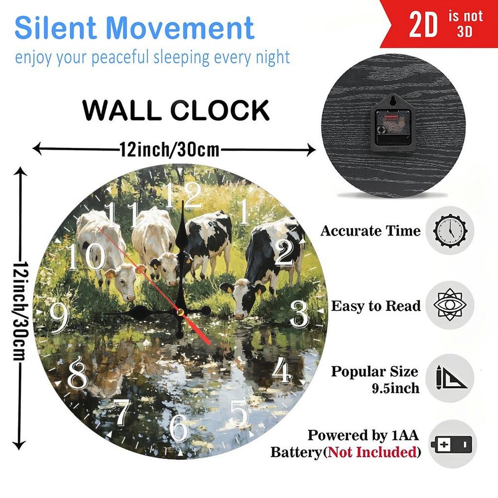30cm Round Wood Wall Clock Perfect for Hotel and Vacation Rental Decor