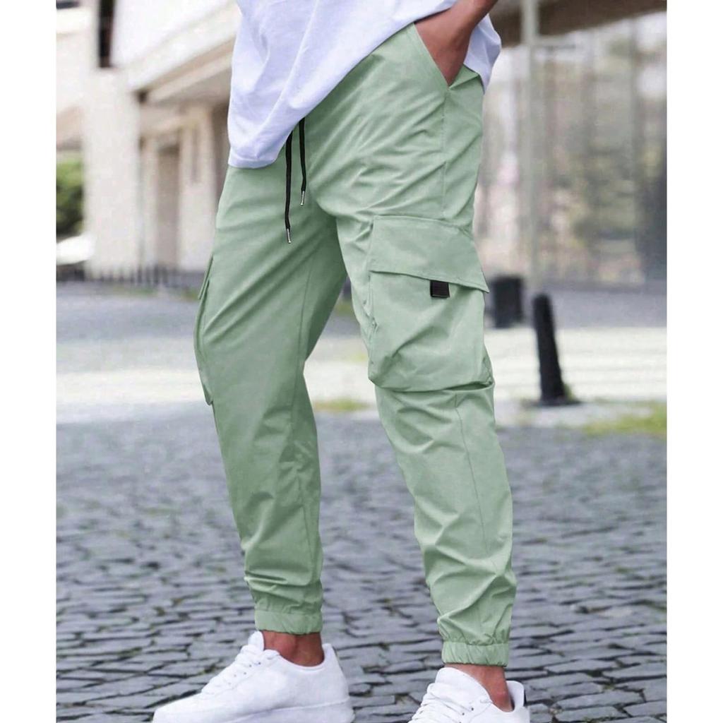 Herr Casual Arbetsbyxor, Lös Casual Byxor med flera fickor, Långbyxor