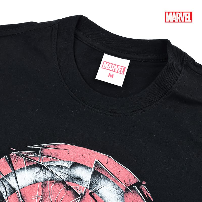 EVERSOUL Marvel Short Sleeve T-Shirt, Captain America, Avengers, Venom, Hulk, American Comic Book Merchandise, Men's, Black, XL Size [Parallel Import]