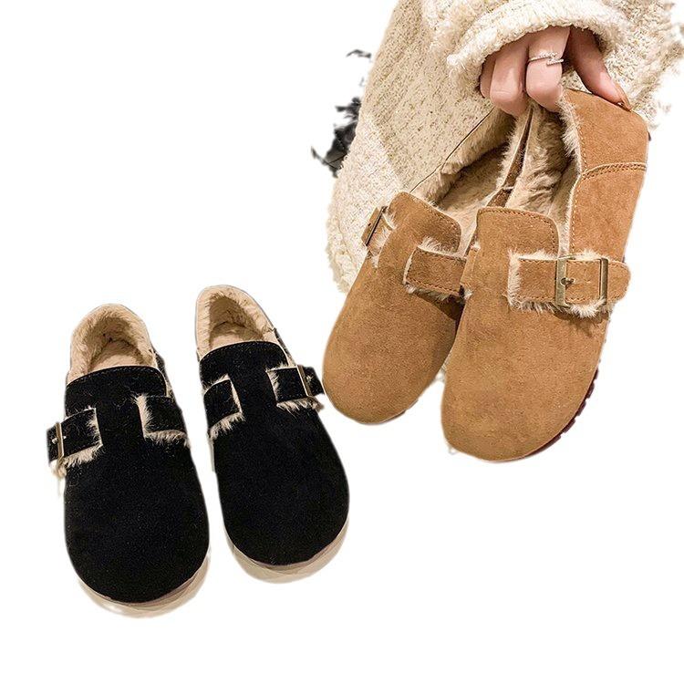 Fleece soft-soled shoes women's retro one-pedal two-wear casual versatile lazy