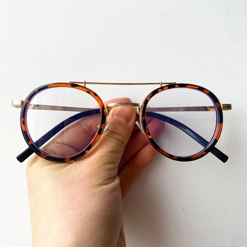 

Fashion Optical Glasses Personality Double Beam Eyeglasses Alloy Frame Spectacles Simplity Googles Unisex Eyewaear Ornamental transparent леопардовый