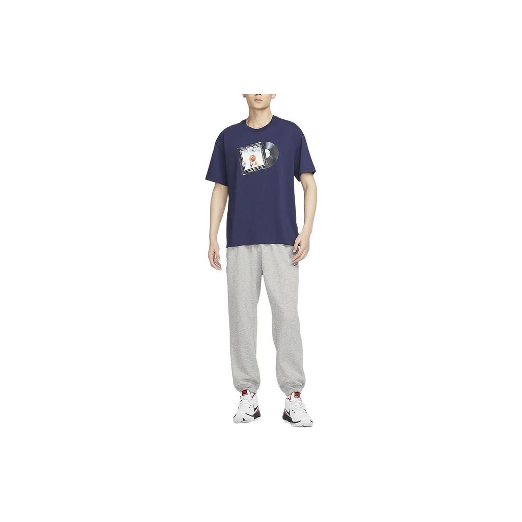 Nike Printed Pattern Crew Neck Casual Pullover Short Sleeve T-Shirt Men Tops Deep-Navy FQ4915-410