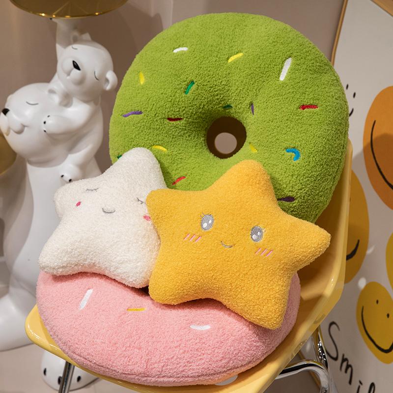 Plush Pillow Throw Toy Doughnut Cloud Moon Five Pointed Star Cushion Sofa